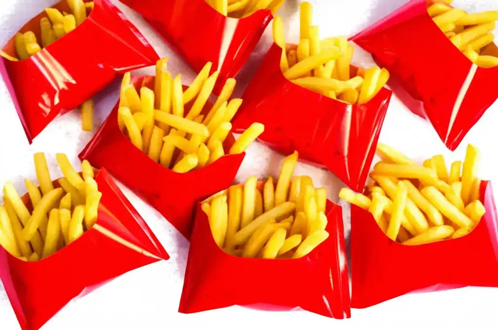 French fries in pouches