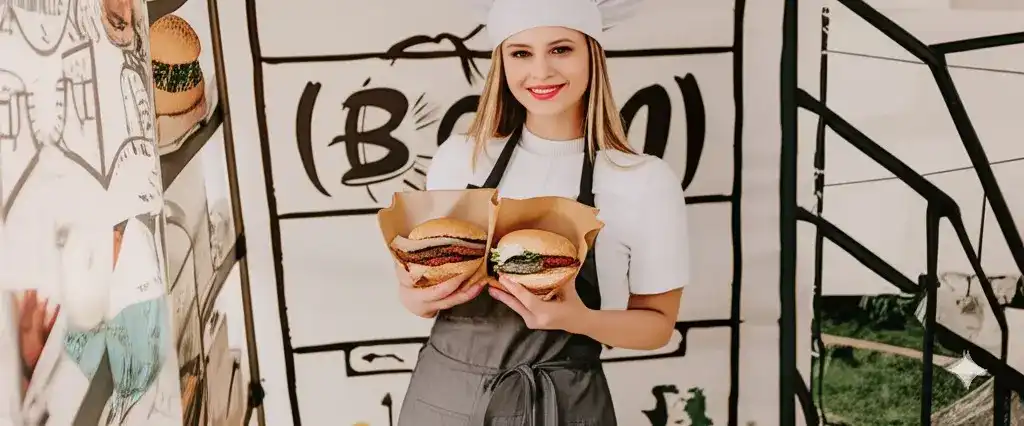 girl holding sandwich in sandwich paper